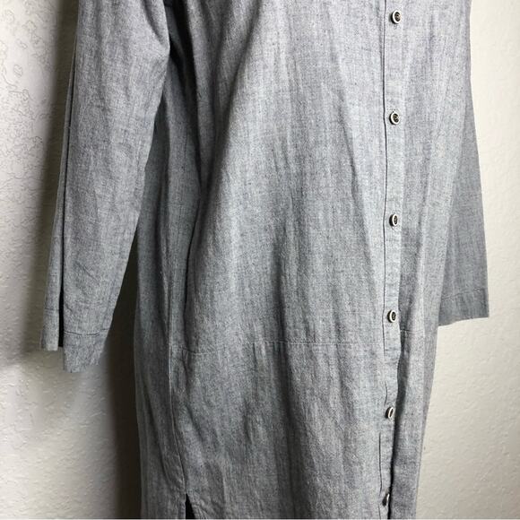 Anthropologie Holding Horses gray button front linen blend tunic top or dress 6 - Picture 3 of 13